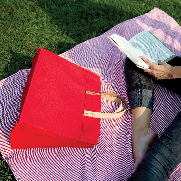 Box Tote Bag Canvas and Leather