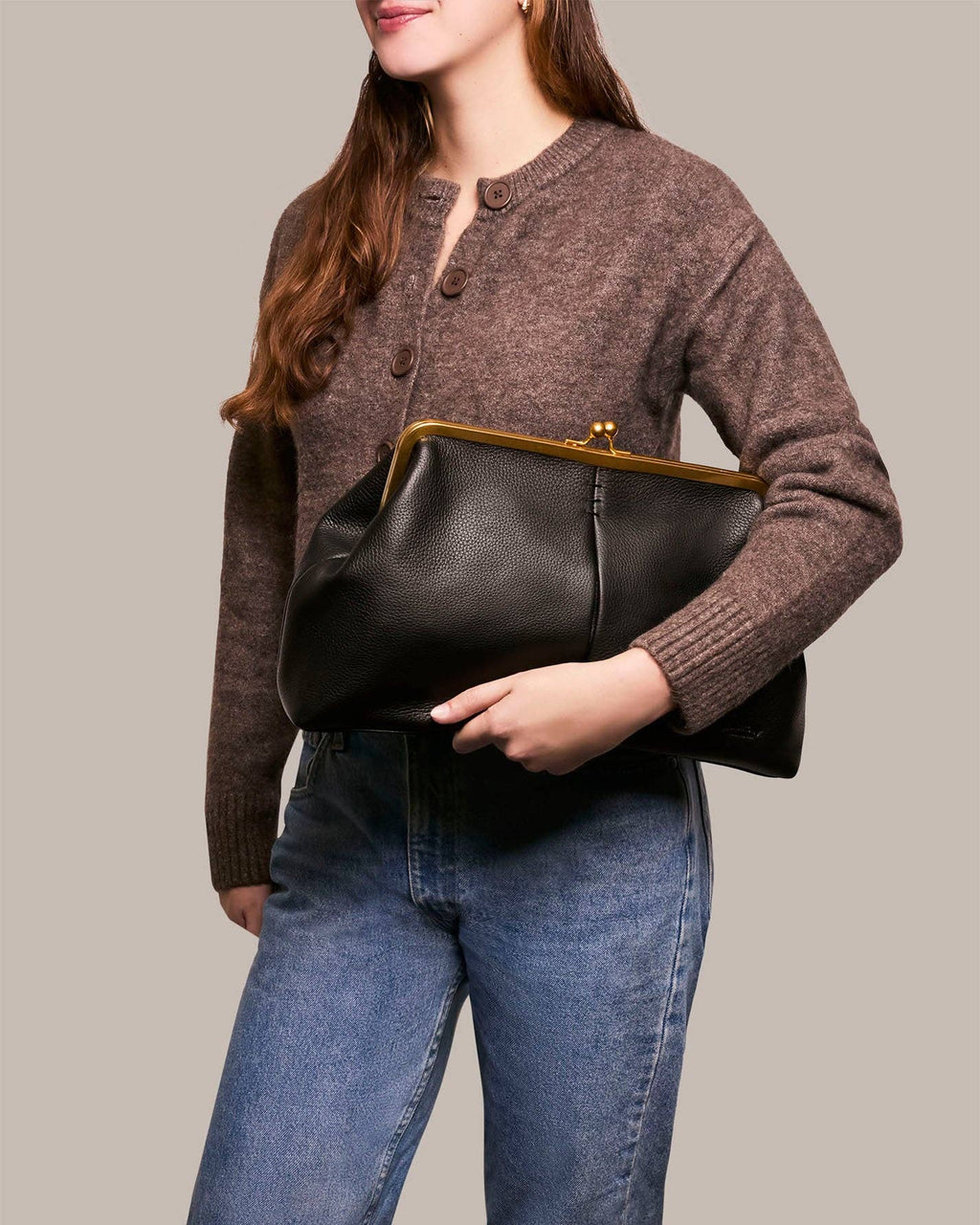 SALE 25% OFF - Kisslock Frame Gen Soft Cowhid Handbag